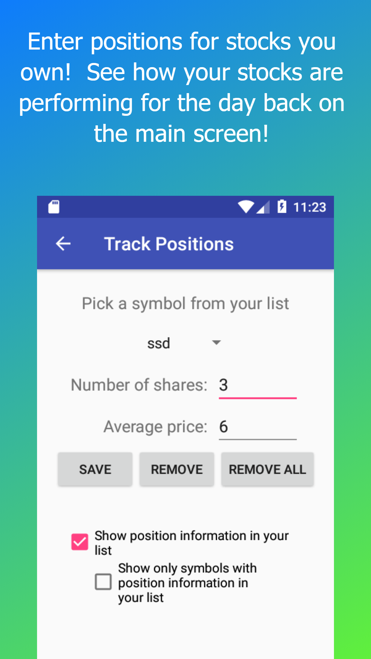 Stock Search chart