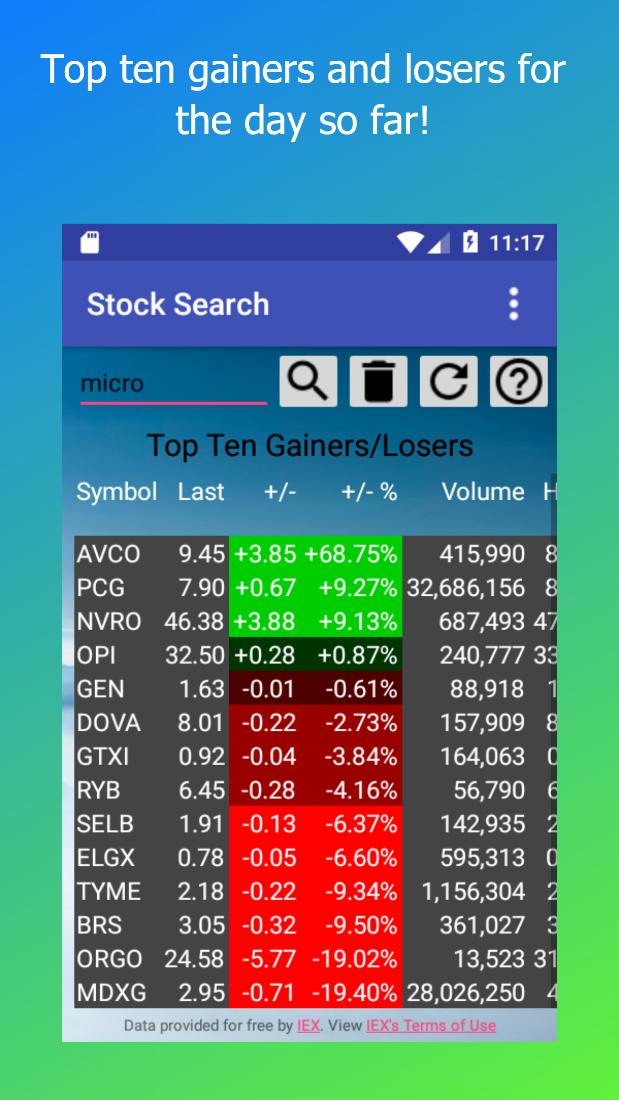 Stock Search search matches